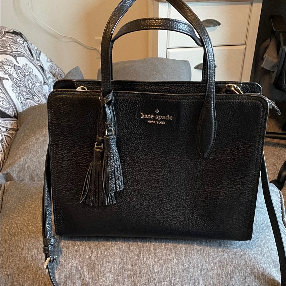 Kate Spade New York Black Leather Tassel Satchel
